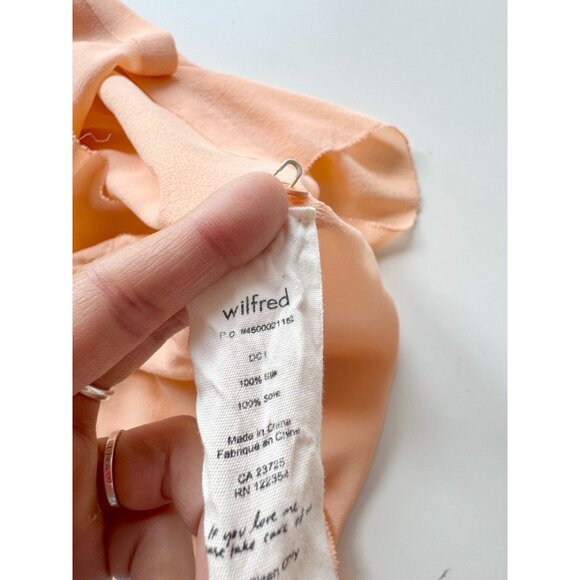 Aritzia WILFRED Peach Orange Sheer Silk Georgette Draped Blouse Top, Size XS - Picture 10 of 11